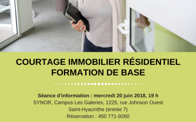 Synor : Formation de base en courtage immobilier à Saint-Hyacinthe