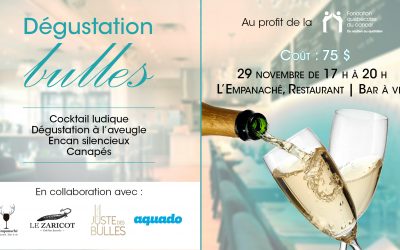 Soirée Dégustation Bulles au profit de la Fondation québécoise du cancer