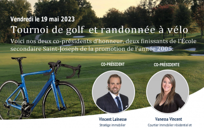 26e édition du tournoi de golf et 5e randonnée à vélo de la Fondation de l’École secondaire Saint-Joseph!